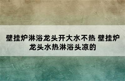 壁挂炉淋浴龙头开大水不热 壁挂炉龙头水热淋浴头凉的